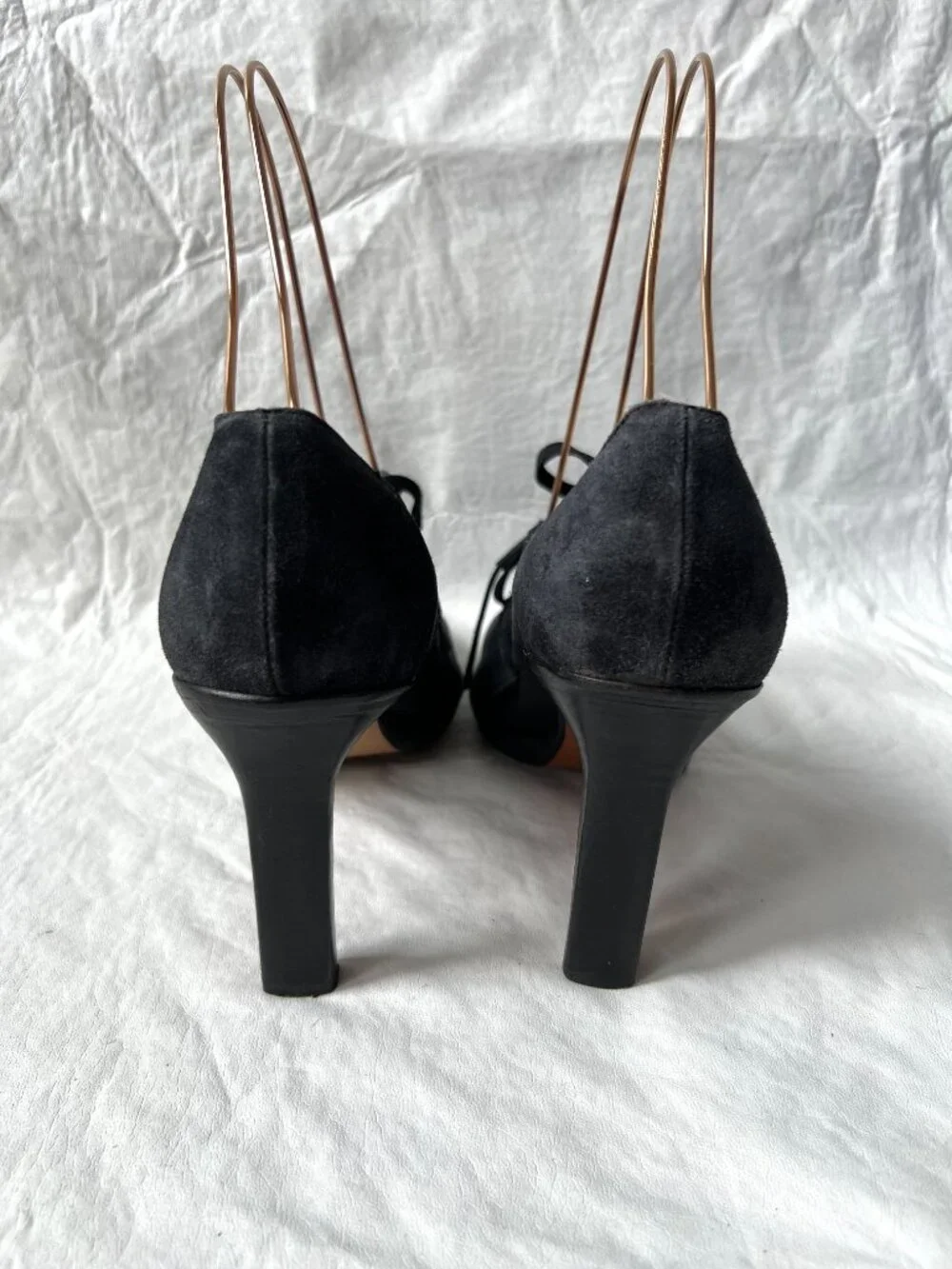 Diana Broussard high heels mary jane black suede leather pointed toe 9.5 pump - Picture 4 of 15